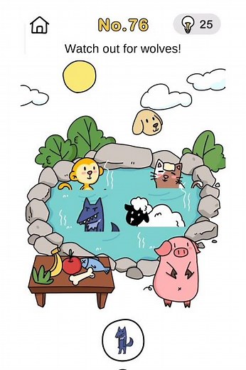 brain out game crazy find level 76 | watch out for wolves!