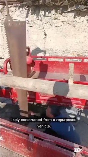 Repurposed Power: Watch This Homemade Mega-Saw in Action#HomemadeTools#DIYLogging#CustomMachinery