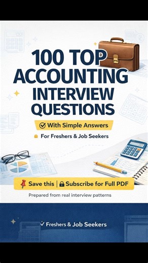 The Accounting Mentor on Instagram: "100 Top Accounting Interview Questions 📘 Every fresher should prepare before walking into an interview 💼 I’ve compiled the most asked accounting questions with simple answers based on real interview patterns. 📌 Save this post 💬 Comment PDF to get the full list 🔒 Available for subscribers only #AccountingInterview #AccountingFreshers #AccountsJobs #InterviewPreparation #APAR"