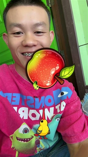 Using a bird to remove the worm from the apple.