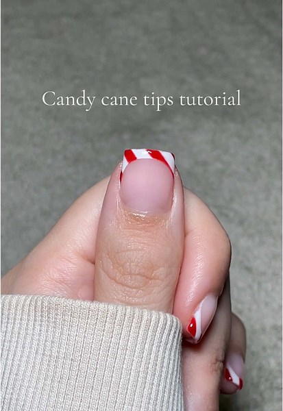 Candy Cane Tips Nail Tutorial for the Holidays