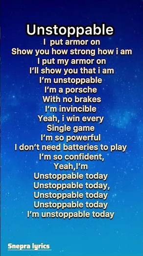 Unstoppable song ( lyrics) # songlyrics# unstoppable # sia
