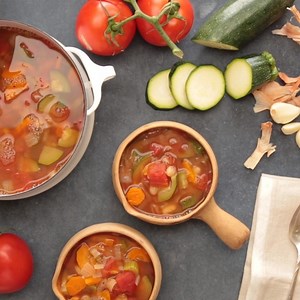 This magical, one-pot minestrone is ready in minutes. RECIPE: https://www.forksoverknives.com/recipes/minestrone-in-minutes/ | Forks Over Knives