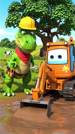 T-Rex and Excavator Help on the Farm River