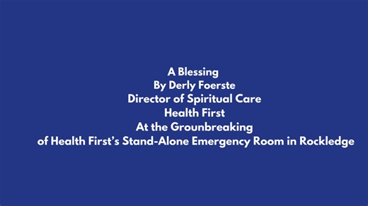 The blessing by Derly Foerste, director of Spiritual Care at Health First, for the groundbreaking of the new emergency room facility in Rockledge. | Space Coast Health Foundation