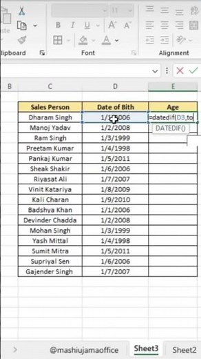 “Calculate Age from Date of Birth in Excel 🔥 | Easy Formula”