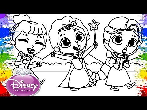 Pintar Princesas da Disney Desenhos animados Video infantil Para meninas crianças Colorir desenhos