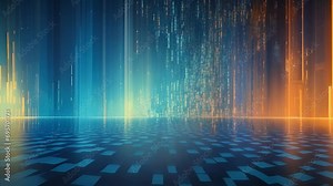 A cascading waterfall of code, endlessly replicating and evolving as it flows downward, highlighting the infinite complexity and adaptability of selfreplicating systems.