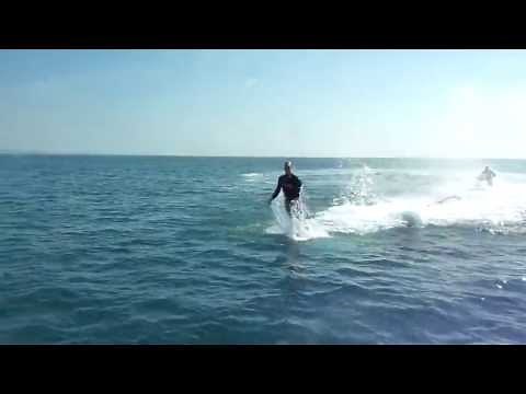 Water jet pack turns man into human dolphin
