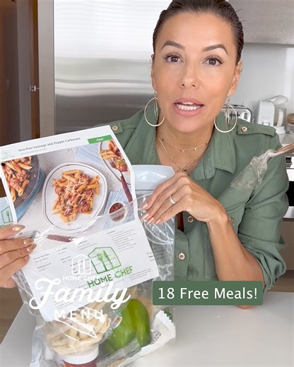 23K views · 449 reactions | Home Chef has a new menu for families. They have done everything to make it super easy for you not to think about dinnertime. The other thing I like about this Family Menu is that I hate thinking of new things to cook for my family. So the variety & the creativeness of these recipes is what I live for! Come back and get 18 free meals! | Eva Longoria Baston | Facebook