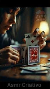 ASMR card shuffling scene with hands on a dark table. #asmrsounds #asmrcards #asmr