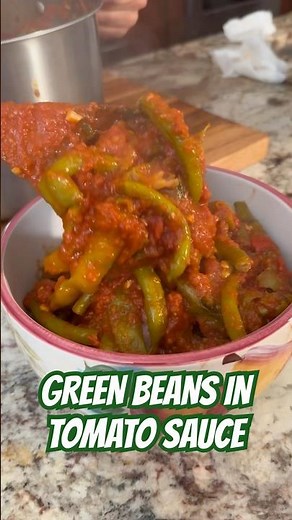 Traditional Italian green beans in tomato sauce / fagiolini in umido 👌🏼 #recipe #food #garden #fyp