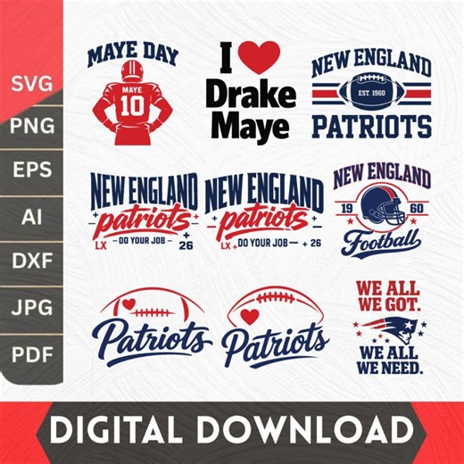 Patriots Football PNG SVG Bundle, Game Day Clipart (digital Download) - Etsy