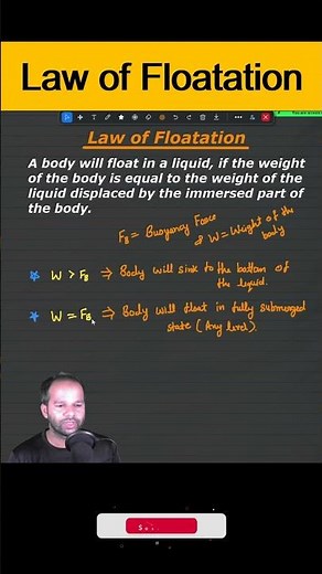 Law of Floatation #physics #neet #cbse