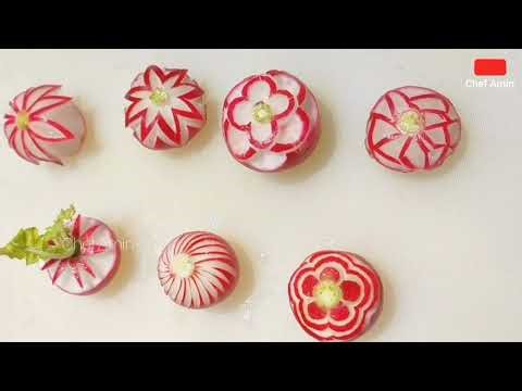 Red Radish Rose carving | how to make Radish flower Garnish | knife skills