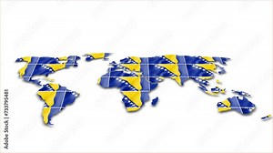 Bosnia and Herzegovina flag wave 3d earth map animation white background