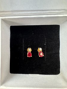 14K Gold Ruby Pear Stud Earrings: Diamond Single Stone Earstuds Birth Gemstone Drop Earrings •dangle Earrings Fine Jewelry • Gift for Her - Etsy