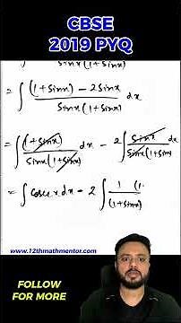 Integration CBSE 2019 PYQ Solved | CBSE Class 12 Maths #12thmathmentor