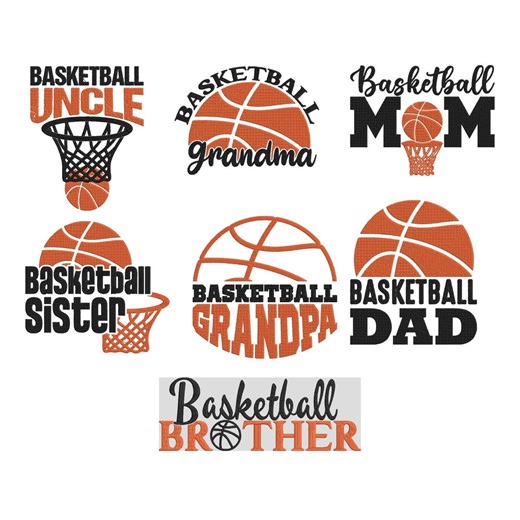 Basketball Family Embroidery Design, Mom Dad Brother Uncle Machine Embroidery File, 7 Design, 9 Size, Instant Download - Etsy