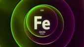 Iron as Element 26 of the Periodic Table. Concept animation on...