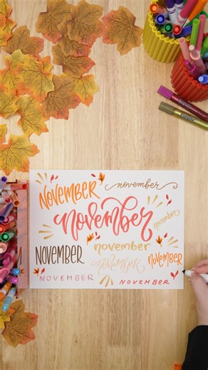 6.6K views · 39 reactions | ✒️ Watch the colors of November unfold in every stroke with Crayola Super Tips Markers! Ce✨ #CalligraphyArt #CrayolaCreativity #FallVibes #Crayoligraphy #CrayolaMarkers | Crayola | Facebook