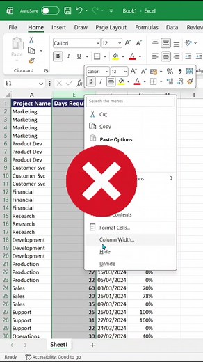 How to easily hide and unhide columns in Excel. #excel #excel_learning #excelshortcuts #exceltricks #exceltips