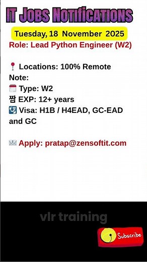 Lead Python Engineer W2 November 18, 2025