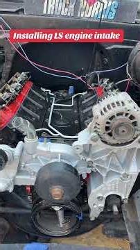 Installing LS engine intake #automobile #c10 #mechanic #lsswap #diy