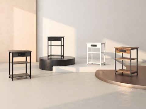 End Table with Charging Station Set of 2, Sturdy 3 Tier Side Tables for Living Room Bedroom Office Small Space, Nightstand with Outlets & USB Ports, Bedside Table Sofa Table with Storage Shelves,Black