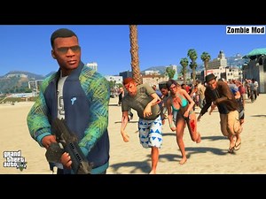 GTA 5: Zombie Outbreak In Los Santos Beech | Franklin's Epic Escape From Aggressive Zombies!