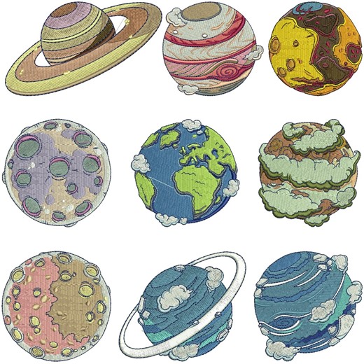 Planets Embroidery Design, Solar System Embroidery,space Embroidery,galaxy Embroidery, Moon and Planet Embroidery, Machine Embroidery Design - Etsy UK