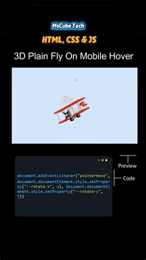 Stunning 3D Airplane Hover Effect Using Pure HTML & CSS | Mouse Hover #shorts #mscubetech #ai2026