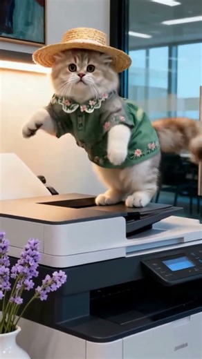 🐱🖨️ Cat on printer! | プリンターの猫 #cat #cute #kitten #pet #cutecat #funny #pets #funnycats #kitty