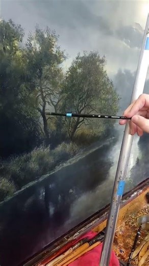 You need a really good brush like this Aspen filbert for painting tree limbs
