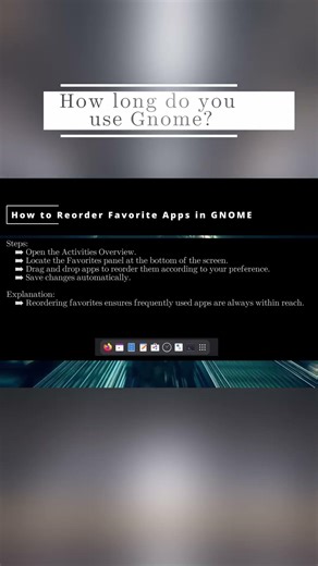 🐧 How to Reorder Favorite Apps in GNOME 48 🐧 #Shorts #KGROSShorts #howToGnome
