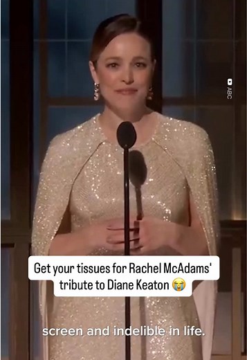 Rachel McAdams took the #Oscars stage to honor the legendary Diane Keaton, delivering a heartfelt tribute to the actress who has defined generations of film. McAdams, who played Keaton’s daughter in
