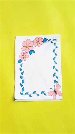 Light Pink Butterfly 🦋🍭 School Project front page design #shorts #schoolproject #borderart #ytshorts