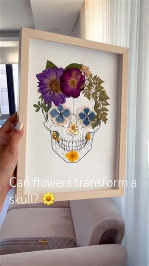 I Turned Pressed Flowers into Skull Art 🌸💀 | Satisfying DIY Shorts