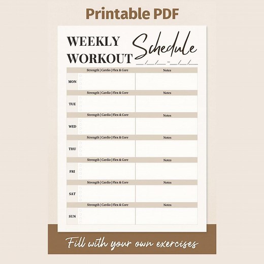 Weekly Workout Planner PDF: Fitness Tracker, Gym Training Log (printable Digital Download) (canva Template) - Etsy