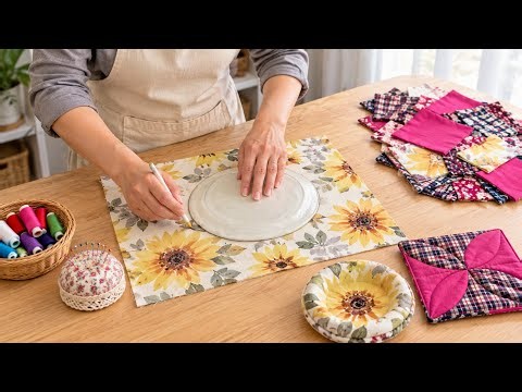 Quick and easy sewing with scraps of fabric results in beautiful coasters! Even for beginners🪡🌟