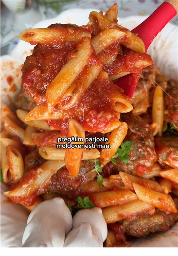 Pârjoale Moldovenești cu Penne în Sos de Roșii
