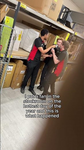 Secretly setting up a fan in the stockroom
