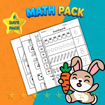 Math Worksheets Grade 1 | Counting, Addition, Shapes & Maze | No Prep Packet