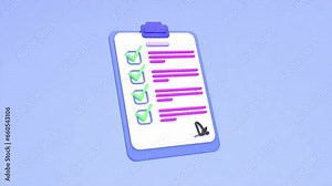 3d animation paper clipboard todo list. to do list with check mark, daily routines checklist animation, 3d paper clipboard animation, 3d priority checklist, 3d daily task checklist animation.