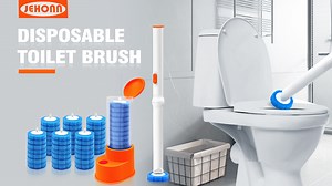 JEHONN Disposable Toilet Brush Holder Set with 42 Refills (Orange)