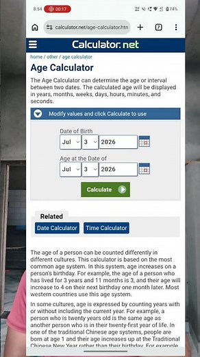 Calculate your age in hours, seconds, minutes, months, and weeks #agecalculation #ytshortfeed