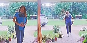 Video appears to catch Amazon delivery driver taking picture of package and then leaving with it