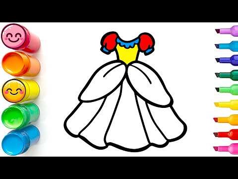 Drawing and Coloring an Elegant Evening Dress | Easy Step by Step Drawing Tutorial