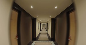 Walking through the empty hotel hall