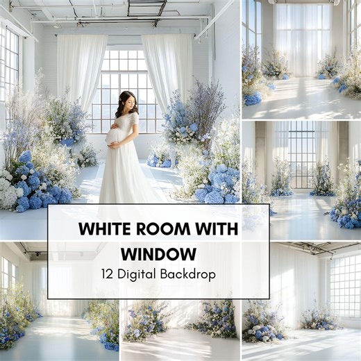 White Room Window Backdrop Bundle | Minimal Studio Interior Background | Bright Natural Light Photography Backdrops | Digital Download - Etsy